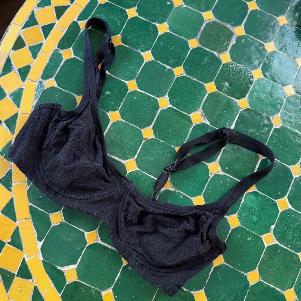Vintage Christian Dior Monogram Sheer Mesh Bra Top Black Y2K Galliano Era - Picture 4 of 4